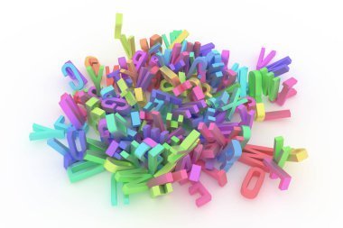 CGI tipografi, tasarım doku veya arka plan, alfabe, mektup ABC için iyi. Renkli 3d render. Zemin, başlık, stil ve yaratıcılık.