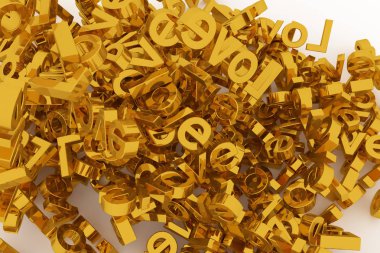 CGI tipografi, tasarım doku ve arka plan, word demet icin elverisli aşk temsil eder. Altın rengi 3d render. İllüstrasyon, iletişim, başlık ve grafik.