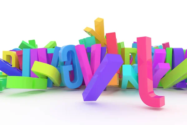 Decorative, illustrations CGI typography, letter of ABC, alphabet. Good for design texture, background. Colorful 3D rendering. Artwork, concept, title & education.
