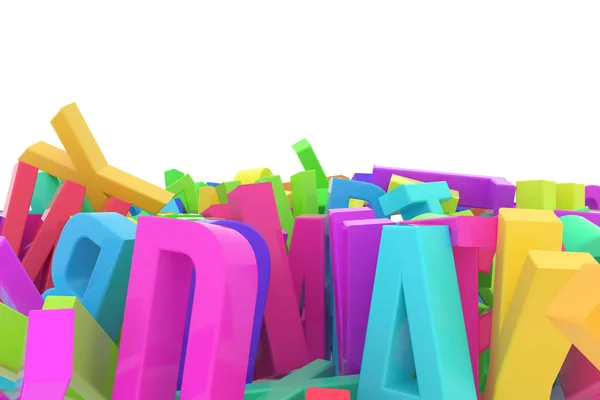 Abstract CGI typography, letter of ABC, alphabet. Good for web page, wallpaper, graphic design, catalog, texture, background. Colorful 3D rendering. Artwork, learn, kindergarten & digital.
