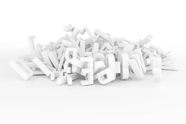 Dekoratif, illüstrasyonlar CGI tipografi, mektup ABC, alfabe. İyi tasarım doku, arka plan için. Gri veya siyah ve beyaz B&W 3d render. Yığın, sembol, eğitim ve iletişim.