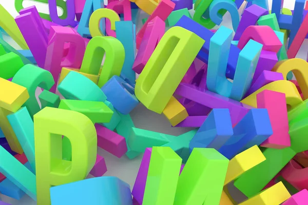 Decorative, illustrations CGI typography, letter of ABC, alphabet. Good for design texture, background. Colorful 3D rendering. Creativity, wallpaper, abstract & business.