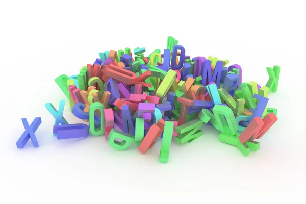 CGI typography, good for design texture or background, alphabet, letter of ABC. Colorful 3D rendering. Modeling, web, concept & caption.