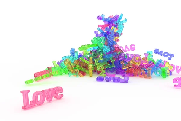 Decorativo Ilustraciones Cgi Tipografía Amor Montón Palabras Bueno Para Textura — Foto de Stock