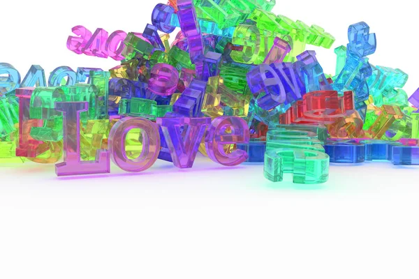 Tipografía Cgi Abstracta Amor Montón Palabras Bueno Para Página Web — Foto de Stock