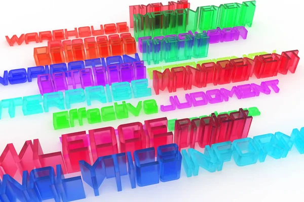 다채로운 플라스틱이 렌더링입니다 Cgi 비즈니스 키워드 효율성 프로세스 — 스톡 사진