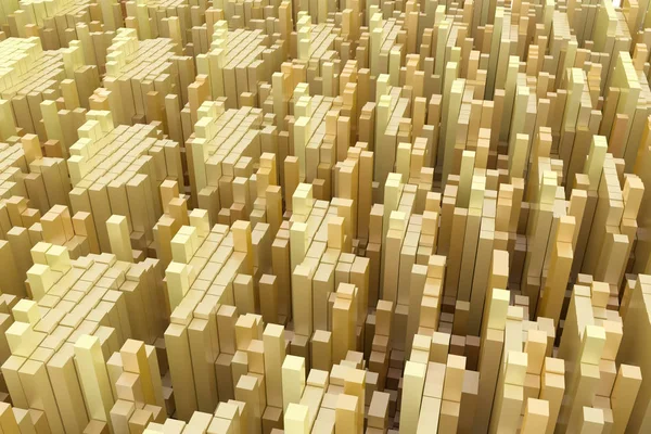 Gouden Kleur Rendering Abstracte Blokken Geometrische Structuur Vorm Samenstelling Voor — Stockfoto