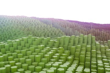 Renkli 3d render. Şekil kompozisyon, blok, geometrik yapısı. Dekoratif, çizimler. Tasarım doku için arka plan.