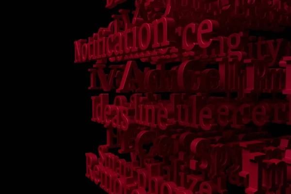 3D rendering. Background abstract, computer or IT related keywords CGI typography with dark background, for design & graphic resource.