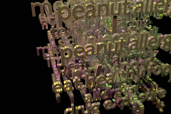 Renderowania Słowa Kluczowe Chmurze Związane Zdrowiem Grafika Komputerowa Typografia Ciemnym — Zdjęcie stockowe