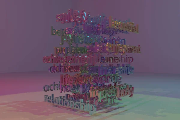 3D rendering. Background abstract, motivation related keywords cloud CGI typography, for design & graphic resource.