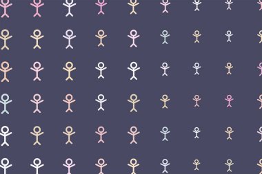 Dekoratif ve el çekilmiş insanlar ya da iz insan illüstrasyonlar. Tasarım doku ve arka plan için iyi. Karikatür tarzı vektör.