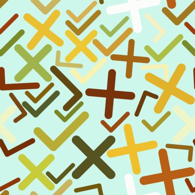 Sorunsuz soyut kene veya çapraz işareti, şu veya işareti yanlış. Web sayfası, duvar kağıdı, grafik tasarım, katalog, doku veya arka plan için iyi. Karikatür tarzı vektör.