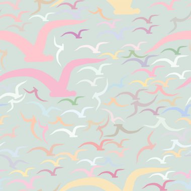 Sorunsuz soyut kavramsal el uçan kuşlar çekilmiş. Web sayfası, grafik tasarım, katalog, doku veya arka plan için iyi. Karikatür tarzı vektör.