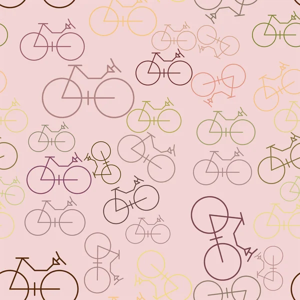 Seamless Abstract Outline Bicycle Illustrations Background Cartoon Style Vector — Stock Vector