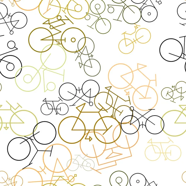 Seamless Abstract Outline Bicycle Generative Art Background Cartoon Style Vector — Stock Vector