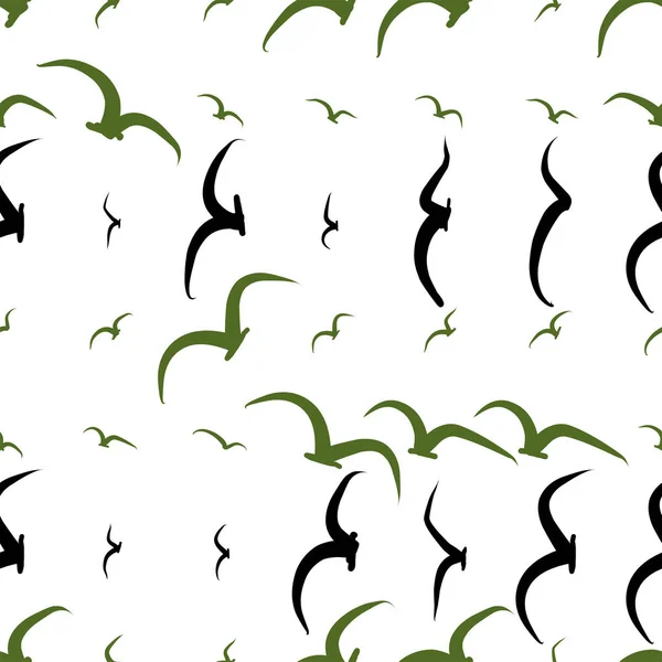 Бесшовные Летающие Птицы Иллюстрации Фон Абстрактный Нарисованная Вручную Текстура Вектор — стоковый вектор
