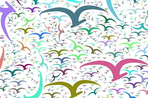 Fliegende Vögel Hintergrund Handgezeichnet Gut Für Grafische Gestaltung Vektor Cartoonstil — Stockvektor