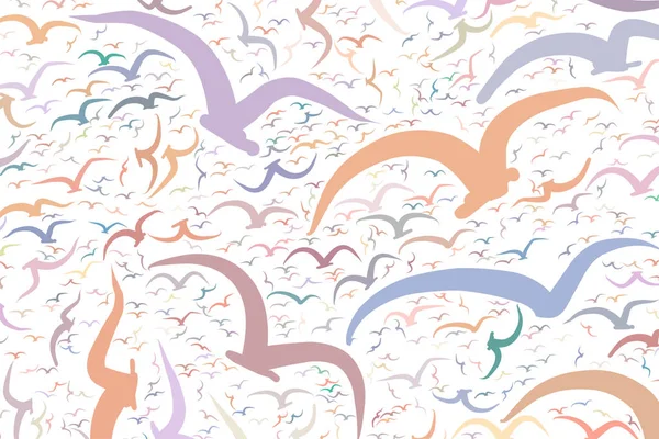 Нарисованная Вручную Текстура Фона Абстрактные Летающие Птицы Хороши Дизайна Вектор — стоковый вектор