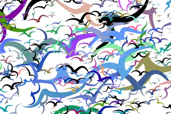 Літаючі Птахи Ілюстрації Фону Абстрактні Намальовані Вручну Текстури Векторний Стиль — стоковий вектор