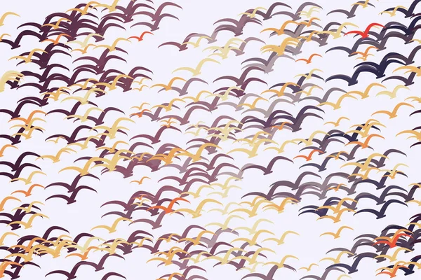 Abstraktní Pozadí Létající Ptáky Ručně Kreslenou Pro Design Kreslený Styl — Stockový vektor