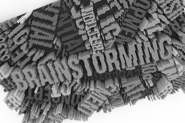 Siyah ve beyaz B&W 3d render. Arka plan soyut, geometrik yapısı blok şekil kompozisyon, tasarım ve grafik kaynak için. Beyin fırtınası.