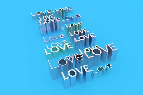 Szarym Lub Srebrnym Kolorem Tapeta Renderowania Alfabetu Miłość Ilustracje Typografii — Zdjęcie stockowe