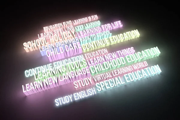 Kolorowe Renderowania Słowa Kluczowe Edukacja Związane Grafika Komputerowa Typografia Dla — Zdjęcie stockowe