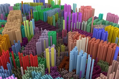 Anahtar kelime araçları. Renkli 3d render. Tasarım ve grafik kaynak için arka plan soyut, geometrik yapısı blok şekil kompozisyon.