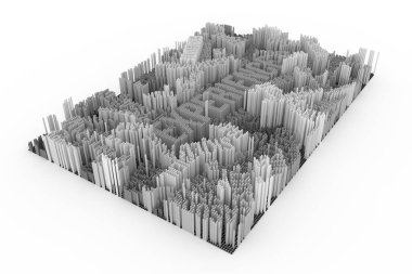 Anahtar kelime deneyim. Gri veya siyah ve beyaz b&w 3d render. Şekil kompozisyon, blok, geometrik yapısı. Dekoratif, çizimler. Tasarım doku için arka plan.