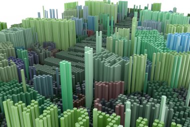 Blok geometrik yapı soyut, kompozisyon, web sayfası, grafik tasarım, doku ve arka plan için şekil. Renkli 3d render.