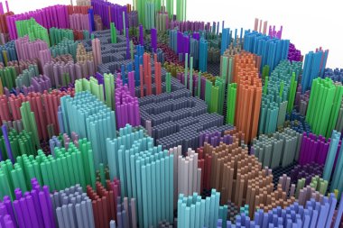 Anahtar kelime mükemmellik. Renkli 3d render. Şekil kompozisyon, blok, geometrik yapısı. Dekoratif, çizimler. Tasarım doku için arka plan.