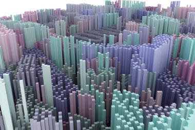 Anahtar kelime kavram. Geometrik yapı bloğu, şekil kompozisyon, grafik tasarım, duvar kağıtları, kitapçıklar için illüstrasyonlar. Renkli 3d render.