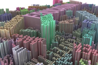 Eğitim anahtar kelime. Renkli 3d render. Geometrik yapısı blok, illüstrasyonlar şekil kompozisyon, grafik tasarım, duvar kağıtları, kitapçıklar için.