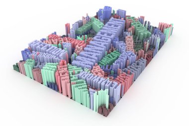 Anahtar kelime yönetimi. Renkli 3d render. Blok, geometrik yapısı, şekli kompozisyon. Web sayfası, duvar kağıdı, grafik tasarım, katalog, doku veya arka plan için.