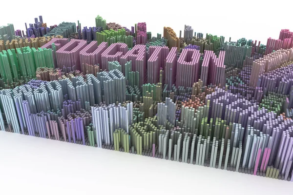 Sleutelwoord Van Het Onderwijs Kleurrijk Rendering Samenstelling Van Vorm Blok — Stockfoto