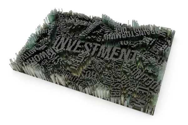 Stichwort Investitionen Farbenfrohe Darstellung Hintergrund Abstrakte Geometrische Struktur Blockformkomposition Für — Stockfoto