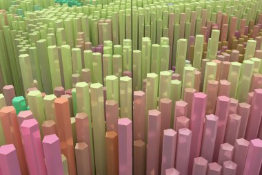 Blok, geometrik yapısı, şekli kompozisyon. Web sayfası, duvar kağıdı, grafik tasarım, katalog, doku veya arka plan için. Renkli 3d render.