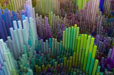 Blok, geometrik yapısı, şekli kompozisyon. Web sayfası, duvar kağıdı, grafik tasarım, katalog, doku veya arka plan için. Renkli 3d render.