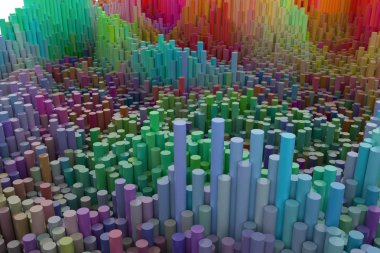 Blok, geometrik yapısı, şekli kompozisyon. Web sayfası, duvar kağıdı, grafik tasarım, katalog, doku veya arka plan için. Renkli 3d render.