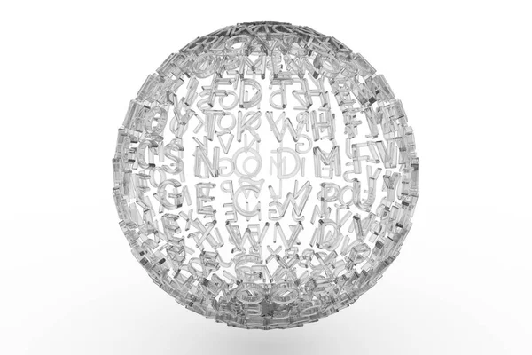 Esfera Planeta Constituída Por Caracteres Alfabéticos Tipografia Cgi Vidro Transparente — Fotografia de Stock