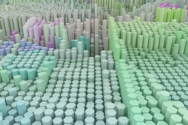 Blok, geometrik yapısı, şekli kompozisyon. Web sayfası, duvar kağıdı, grafik tasarım, katalog, doku veya arka plan için. Renkli 3d render.