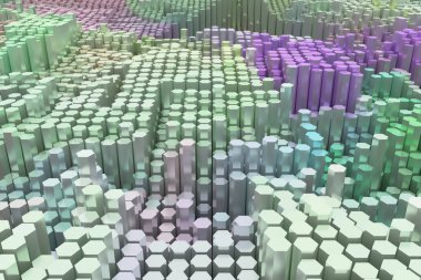 Arka plan soyut, geometrik yapısı blok şekil kompozisyon, tasarım ve grafik kaynak için. Renkli 3d render.