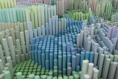 Arka plan soyut, geometrik yapısı blok şekil kompozisyon, tasarım ve grafik kaynak için. Renkli 3d render.