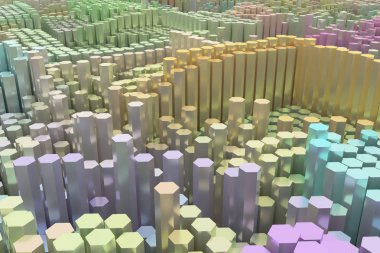 Şekil kompozisyon, blok, geometrik yapısı. Dekoratif, çizimler. Tasarım doku için arka plan. Renkli 3d render.