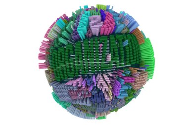 Örgütün anahtar kelime. Renkli 3d render. Küre ya da gezegen, geometrik yapısı, işletme veya Maliye. Web sayfası, duvar kağıdı, grafik tasarım, katalog, doku veya arka plan için.