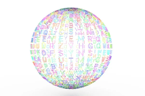 Цветной Рендеринг Cgi Типографика Составленная Алфавитно Символьной Сферы Планеты Оформления — стоковое фото