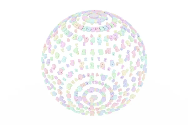 Esfera Abstrata Planeta Composto Caracteres Numéricos Tipografia Cgi Para Página — Fotografia de Stock