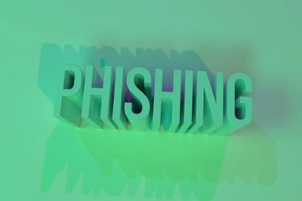 Phishing, keywords, CGI, typography. For web page, wallpaper, graphic design, catalog, texture or background. 3D rendering.