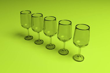 Şeffaf gözlük renkli aydınlatma arka planla. 3D render.